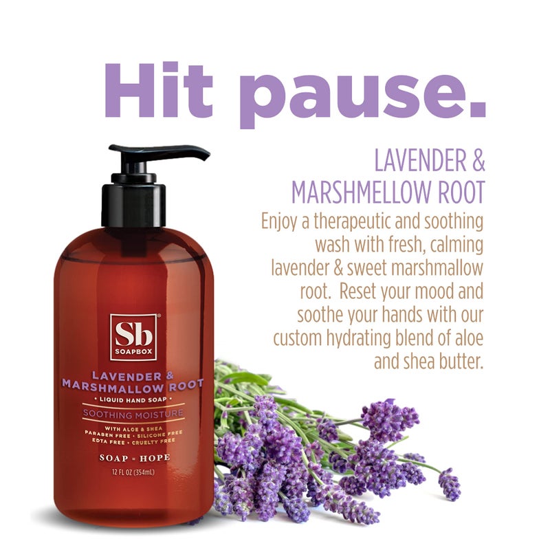 Soapbox Liquid Hand Soap, Lavender & Marshmallow Root - Gentle, Moisturizing Hand Cleanser, Vegan & Cruelty Free Hand Wash for Kitchen and Bathroom, 12oz Pump Bottles (Pack of 3) - Image 2
